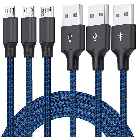 Micro USB Cable, 3Pack 6FT Android Charger Cord Long Fast Charging Cables