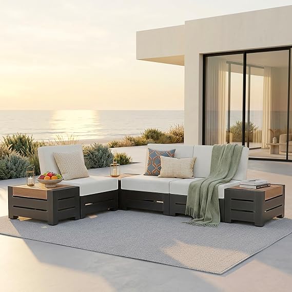 SUNSHINE VALLEY 6-Piece Patio Sectional Set, Modular Design