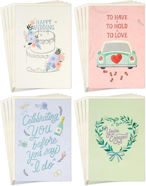Hallmark Bulk Cards for Wedding, Engagement, Bridal Showers (16-Pack)