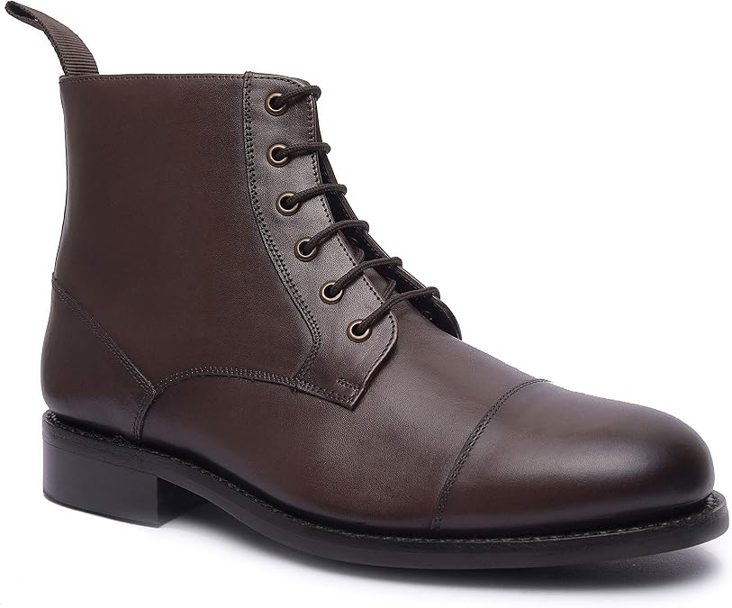 | Welton Mens Genuine Leather Casual Combat Boots | Goodyear Welted Boots | Casual Boots for Men | Comfortable Rubber Sole Mens Dress Boots | Handcrafted Luxury Leather Boots