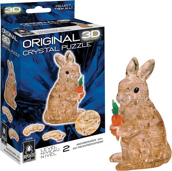 BePuzzled | Rabbit Original 3D Crystal Puzzle, Brown, Ages 12 and Up
