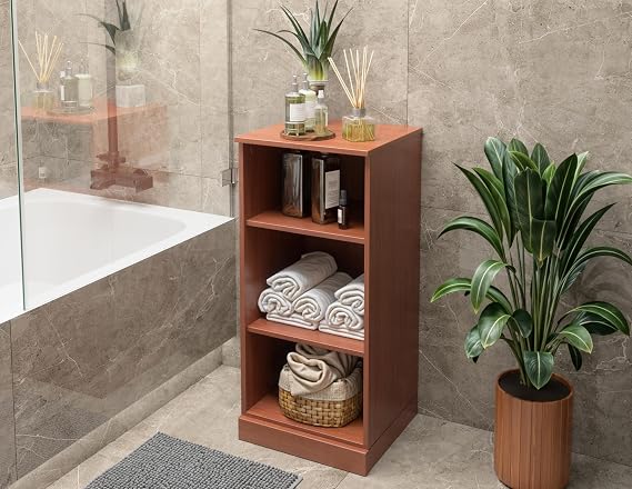 Palace Imports 100% Solid Wood Bathroom Cabinet, 2 Shelves, Mocha, 16.5" w x 35.75" h x 15.5" d, Renewable Eco-Friendly Wood, Made in Brazil