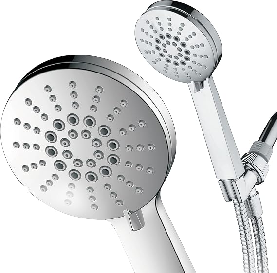 AirJet-300 High Pressure Luxury 6-setting Hand Shower with High-Velocity Flow Accelerator(TM) Hydro-Engine for More Power with Less Water! Extra-Long 6 foot Stainless Steel Hose/Full Chrome Finish