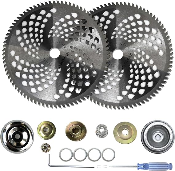 10" x 80T Brush Cutter Blade fits for STIHL FS56RCE FS91R FS70R FS94R FS111R FS131 FS91 Weed Eater, Carbide Tip Circular Saw Weed Eater Blades Weed Trimmer Blade with Adapter Kit (2 Pack)