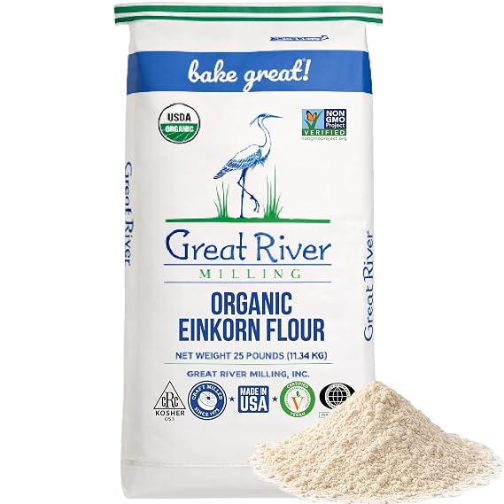Great River Milling Organic Einkorn Flour, Ancient Grain, 25 lb