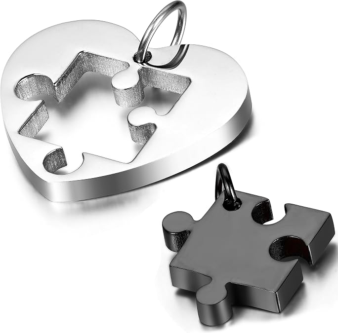 OIDEA Couple Puzzle Necklace Relationship Unique Jewelry Gifts for Girlfriend Boyfriend Wife Husband