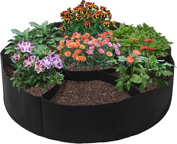 LITLANDSTAR 100 Gallon Plant Grow Bags, Heavy Duty Thickened Nonwoven Fabric Pots Round Raised Garden Beds Planter Pots with 7 Grids, Breathable Growing Bags for Indoor and Outdoor Planting