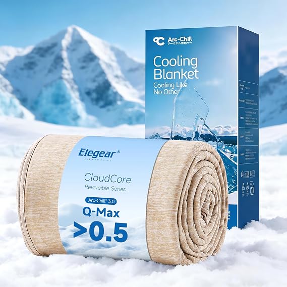 Elegear Arc-Chill 3.0 Cooling Blankets for Hot Sleepers, Throw Size, Beige