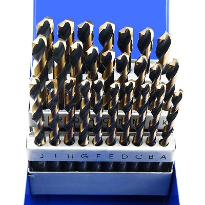 MaxTool 26-Piece Twist Drill Bit Set High Speed Steel M2 Jobber Length Fully Ground for Metal Wood Plastic Letter A to Z; JBS02H10R26