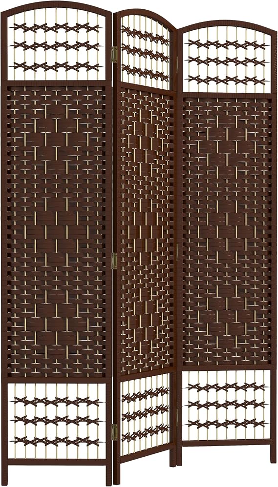 HOMCOM 3 Panel Room Divider, Folding Privacy Screen, 5.6', Brown