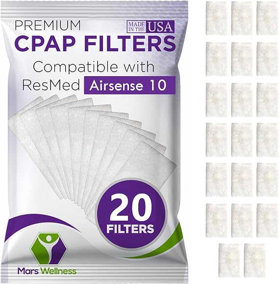 CPAP Filter Kit - Compatible with ResMed Airsense 10 - Made in The USA | 20 Pack CPAP Filters for ResMed Airsense 10, Aircurve 10, S9 Series