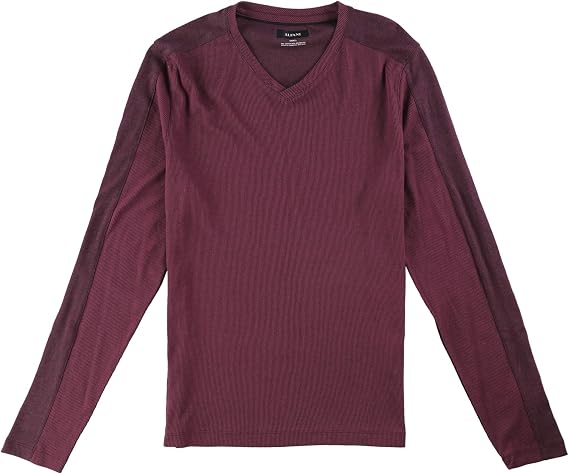 Alfani Mens Textured LS Basic T-Shirt, Red, -Large
