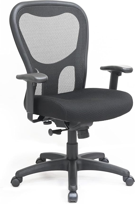Eurotech Seating Apollo High-Back Swivel Ergonomic Office Chair with TEMPUR Cushioned Seat and Mesh Back, 360-Degree Swivel Executive Task Office Chair, Black