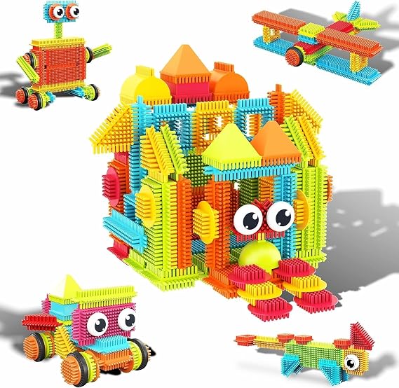 PicassoTiles Hedgehog Interlocking Building Blocks Tiles Construction+Family Action Character Figures, 120pcs