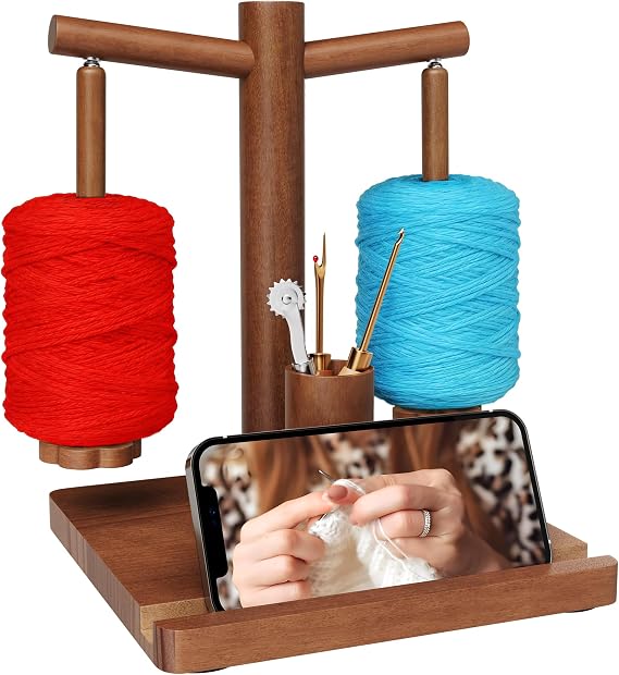 Magnetic Yarn Holder for Crocheting with Phone Stand