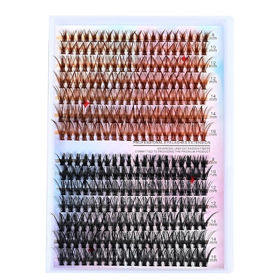 Black + Brown Lash Clusters Fake Eyelashes 280 Cluster 8-16mm Mixed Lengths 3D DIY Individual Eyelashes Extensions Soft Reusable Natural Look False Eyelashes Pestanas Long-Lasting Wholesale LASGOOS