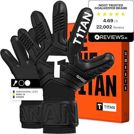 T1TAN Goalkeeper Training Gloves Adult, Classic White-Out & Black-Out, Size 6-11, Soccer Goalie Gloves, Professional Goal Keeper Gloves for Youth, Men & Women, Breathable & 3mm Memory Foam