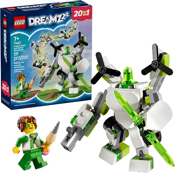 LEGO DREAMZzz Z-Blob's Robot and Vehicle Adventures Robot Toy Building Kit - Mech Suit Set for Kids, Boys and Girls, Ages 7+ 19 Rebuild Options for Pretend Play - Gift Idea for Birthday - 71487