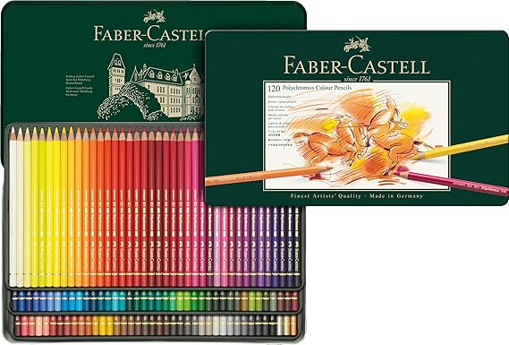 Faber-Castell Polychromos Crayon 120’li, Highly Pigmented, Permanent and Vibrant Colors, Water Resistant, Break Resistant