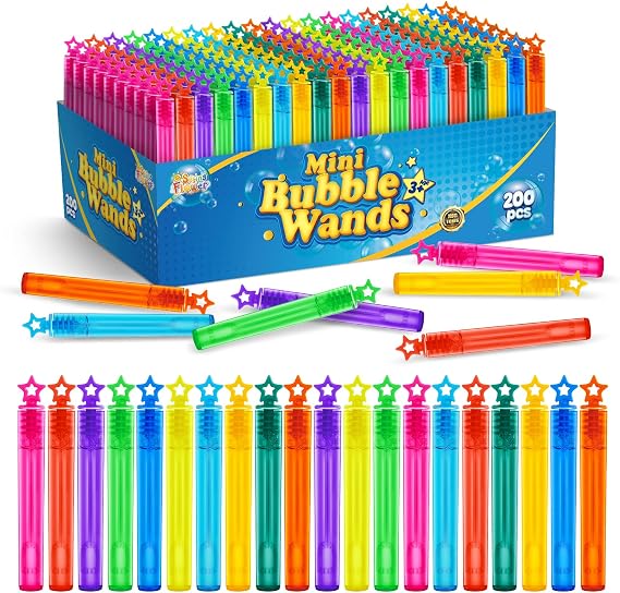 200 Pieces Mini Bubble Wands, Party Favors Assortment Toys for Kids,Themed Birthday, Halloween, Goodie Bags, Carnival Prizes, Wedding, Bubble Maker Outdoor Gifts for Girls & Boys