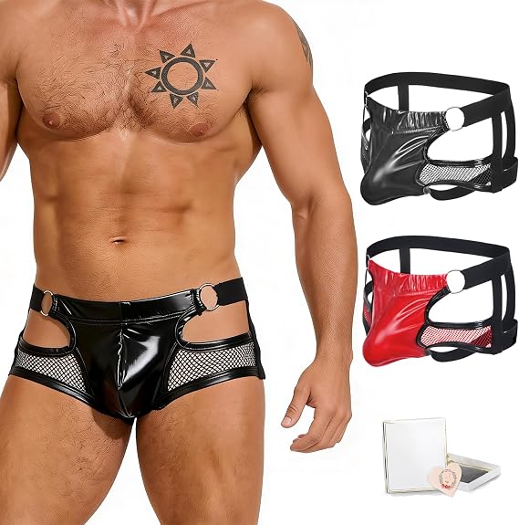 ohmydear Men's Thong Underwear Sexy Mesh Jock Straps Mankini, S-XL