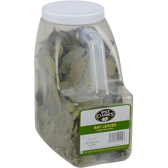Spice Classics Whole Bay Leaves, 8 oz - One 8 Ounce Container of Bulk Bay Leaves for Cooking, Great in Soups, Seafood Dishes, Meats and Marinades