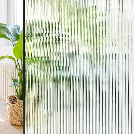 Windimiley Window Privacy Film 3D Reeded Glass Static Cling, 29.5" x 78.7"