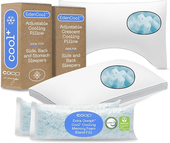 Coop Home Goods Cool+ Crescent Pillow and Cool+ Pillow King Bundle