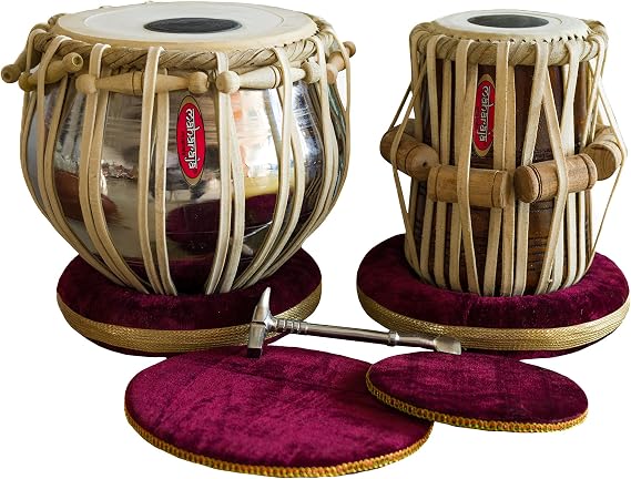 Maharaja Musicals Student Tabla Set, Steel Bayan, Finest Sheesham Dayan, Carry Bag, Hammer, Cushions (PDI-IB)