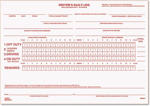 Driver's Daily Log Book with Daily Record and Hours Summary, Two-Part Carbonless, 7.88 x 5.5, 31 Forms Total