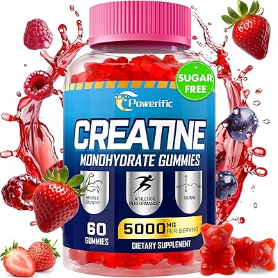 Creatine Monohydrate Gummies, Creatine for Women & Men, Pre Workout Creatine Monohydrate Gummies with Taurine, Vitamin B6 & B12 for Muscle, Strength, Energy, Endurance, Vegan, Organic, 60 Count