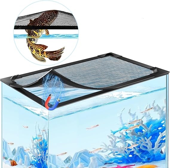 Magnetic Fish Tank Lid, Mesh Aquarium Cover, Fits Tanks Up to 37 x 18 in
