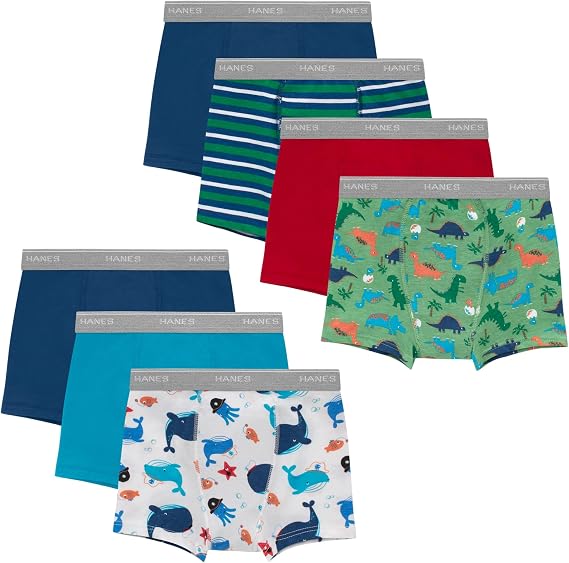 Hanes Boys' Potty Training Underwear, Light Leaks Toddler Cotton Briefs and Boxer Briefs, Multi-pack