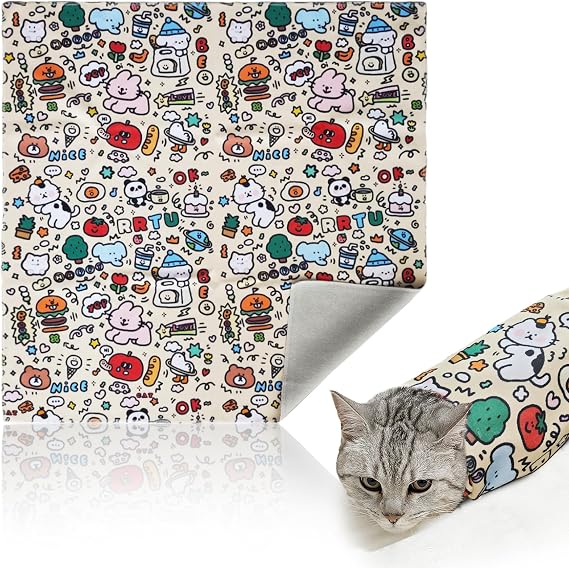YOIYINI 27.6" Cat Grooming Wrap,Cat Holder for Cutting Nails,Cats Restraint for Nail Clipping,Cats Swaddle Wrap,Anti-Escape Calming Wraps,Anti-Scratch Multifunctional Pet Tool