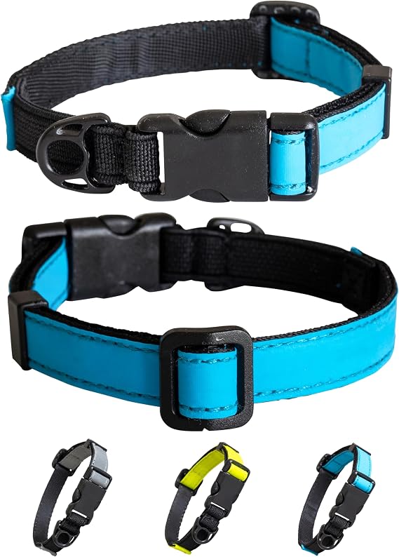 Reflective Blue Stretch Cat Collar Escape-Safe Alternative to Breakaway