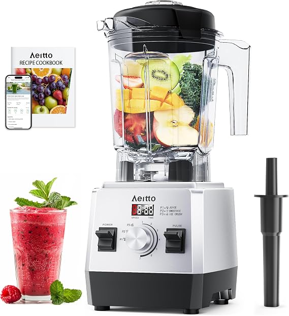 Aeitto Blenders for Kitchen with 68Oz. Large Capacity, 1800W Max Power Smoothie Blender, 3 Preset Programs & 7 Speeds, Professional Countertop Blender for Smoothies, Ice Crush, Generation 2 Silver