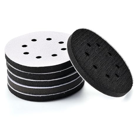 MAXMAN 6 Pack 5 Inches 8 Holes Hook and Loop Sponge Cushion Buffer Backing Pad (Set of 6)