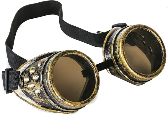 Antique Brass Goggles Sunglasses Cosplay Aviator Steampunk Gothic Burning Man Silver
