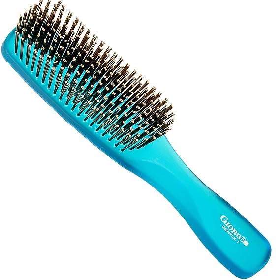 Giorgio Gentle Blue Neon Full Size Hair Brush 7.75 Inch, Men, Women & Kids, Detangler Brush, Scalp Massager, Wet or Dry, All Hair Types