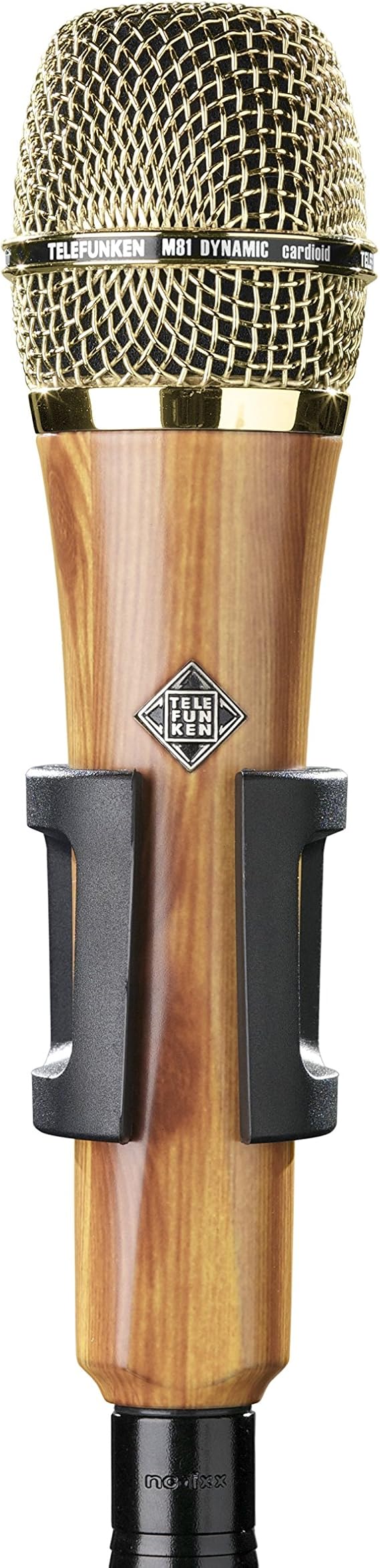 Telefunken M81 Custom Handheld Supercardioid Universal Dynamic Vocal Microphone, Oak Wood Body with Gold Grille