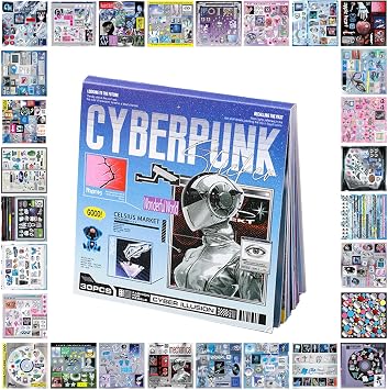 Retro Future Series Sticker Book, 30pcs Scrapbook Stickers Retro and Futuristic Creative Patterns Sticker Book for Adults Sticker journaling Stickers for Scrapbooking (Future)