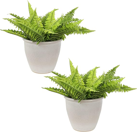 Sunnydaze Ocean Villa 11.75-Inch Outdoor Ceramic Planter - Set of 2 - Pearl | 3.2-Gallon Soil Capacity - Drainage Hole - Mineral Glaze - UV- and Frost-Resistant - For Plants, Flowers, and Herbs
