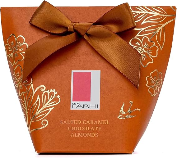 Rita Farhi Salted Caramel Chocolate Almonds in Gift Box with Bow, 130g