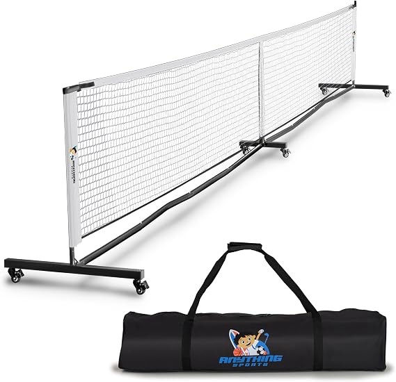 Deluxe Heavy Duty Pickleball Net with Wheels Regulation Size Portable Net System with Lockable Wheels & Wheeled Carry Case | Tournament-Ready, Fast Setup | Backyard, Driveway, Gym & Court Use
