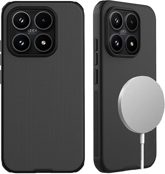 for Xiaomi 17 ケース マット 磁気対応ワイヤレス充電 つや消しテクスチャ 落下保護 PC+TPU ハードバックカバーブラック、Xiaomi 17