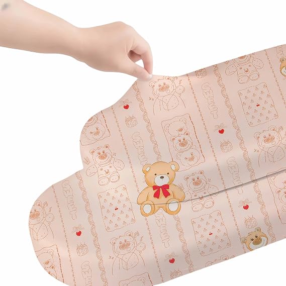 SDY Jersey Bassinet Sheets 2 Pack for Baby Girls,32 "x 16 "x 4", Pink Kawaii Bear Standard Oval/Retangle Bassinet Mattress Sheets for Toddler,Super Soft Breathable