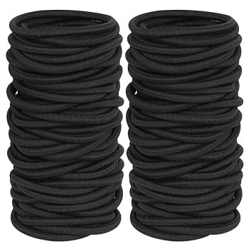 120 Pieces Black Hair Ties for Thick and Curly Hair Ponytail Holders Hair Elastic Band for Women or Men4mm