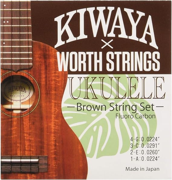 Worth x KIWAYA K-BM Fluorocarbon String Set Fits All Sizes, Ukulele Strings, Brown