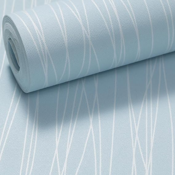Light Blue Striped Wallpaper Modern Silver Metallic Striped Effect Wallpaper Flocking Textured for Bedroom Living Room TV Backdrop Hallway Lounge Hall