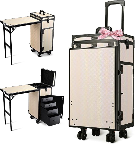 BYOOTIQUE Manicure Table Nail Station Travel Tech Desk w/4 Storage Drawer
